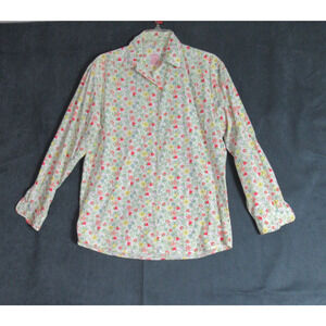 Brooks Brothers Shirt Women Medium White Floral Button Office Career Casual Work
